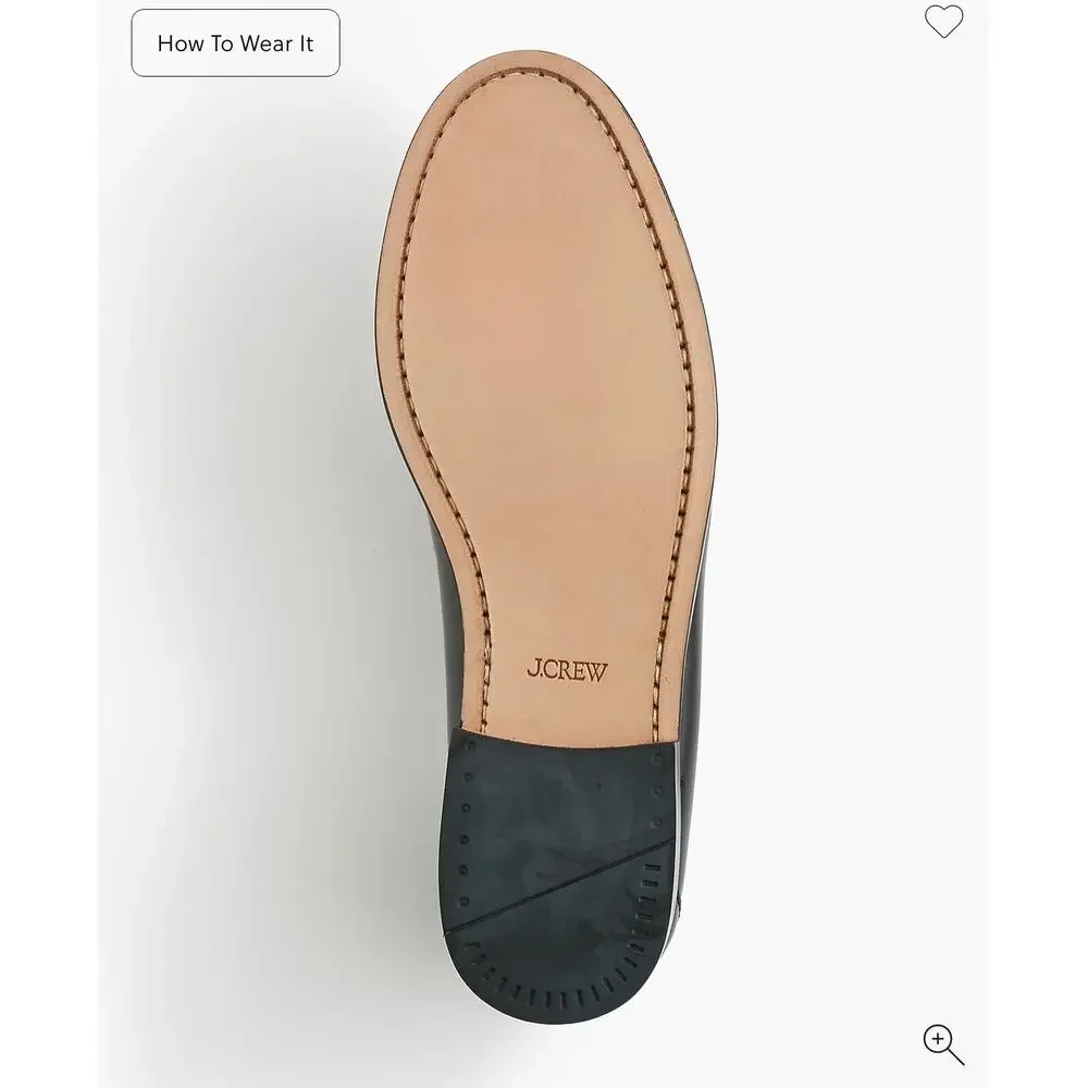 J. Crew Men's Penny Loafers Shoes Comfort Leather Round-Toe Black Size 10 NWOB